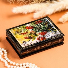 Шкатулка «Рябина на окне», 10?14 см, лаковая миниатюра No Brand