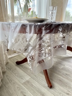 Cиликоновая скатерть PROtect на стол с рисунком прозрачная клеенка 137x120 см, 12366