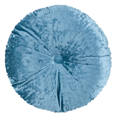 Декоративная подушка круглая бархат плюш с пуговицей ZenginTex, 40х40 см пастельно-голубой
