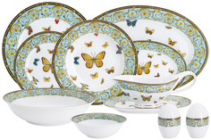 Столовый сервиз фарфор Anna Lafarg Midori Бабочки 50 предметов AL-K1862-T6-50-MI