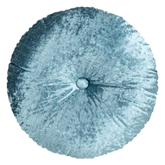 Декоративная подушка круглая бархат плюш с пуговицей ZenginTex, 40х40 см., голубой лед