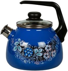 Чайник со свистком 3 л эмалированный 4с209я Вологодский сувенир синий Стальэмаль