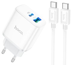 Сетевое зарядное устройство Hoco C105Aa type-c 2xUSB 3 А белый