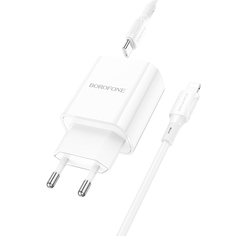 Сетевое зарядное устройство Borofone BA78Aia lightning - usb type-c 2xUSB 3 А белый
