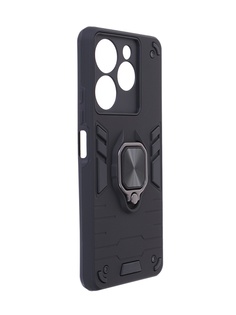 Чехол DF для Tecno Spark 10 Pro с магнитом и кольцом Black tArmor-04