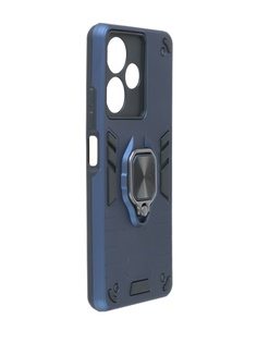 Чехол DF для Infinix Hot 30 с магнитом и кольцом Dark Blue inArmor-07
