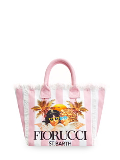Пляжная сумка из хлопка с принтом Fiorucci и бахромой MC2 Saint Barth