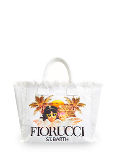 Сумка из плотного хлопка с бахромой и принтом Fiorucci MC2 Saint Barth