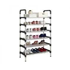 Полка для обуви узкая в прихожую 6 секций/ Обувница 8766545345 белый Amazing Shoe Rack