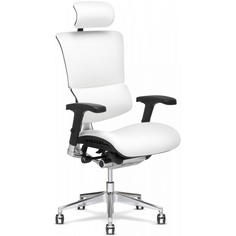 Эргономичное офисное кресло Expert Sail SAL-01 белая кожа, черный каркас