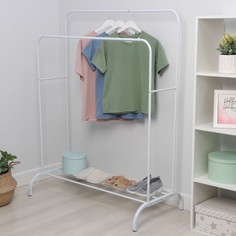 Вешалка металлическая напольная двойная, белая, 110х62х150 см No Brand