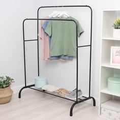 Вешалка металлическая напольная двойная, черная, 110х62х150 см No Brand