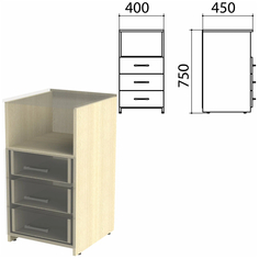 Тумба приставная "Канц", 400х450х750 мм, 3 ящика, полка, цвет венге/дуб молочный (КОМПЛЕКТ No Brand