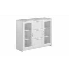 Комод 2 двери со стеклом и 3 ящика СИРИУС 1171х412х946 Белая No Brand
