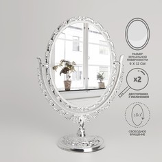 Зеркало настольное, двустороннее, с увеличением, зеркальная поверхность 9 ? 12 см, цвет се No Brand