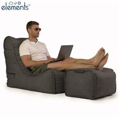 Садовое кресло с оттоманкой Evolution Chaise - Titanium Weave (серый, оксфорд) Ambient Lounge
