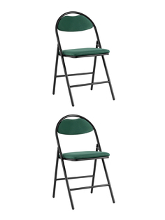 Стул складной Hagen Stool Group велюр зелёный каркас черный, комплект 2 стула
