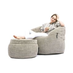 Дизайнерское кресло с оттоманкой Ambient Lounge - Butterfly Chaise - Eco Weave (бежевый)