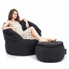 Дизайнерское кресло с оттоманкой Ambient Lounge - Butterfly Chaise - Black Sapphire