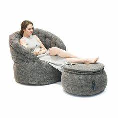 Дизайнерское кресло с оттоманкой Ambient Lounge - Butterfly Chaise - Luscious Grey (серый)