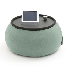 Журнальный столик пуф Ambient Lounge - Versa Table - Pepper Mint (шенилл, серо-зеленый)
