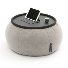 Журнальный столик пуф Ambient Lounge - Versa Table - Keystone Grey (шенилл, серый)