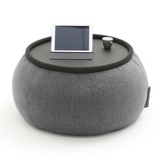 Журнальный столик пуф Ambient Lounge - Versa Table - Black Sapphire (шенилл, черно-серый)