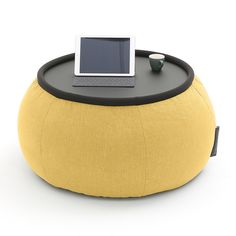 Журнальный столик пуф Ambient Lounge - Versa Table - Yellow Shine (шенилл, желтый)