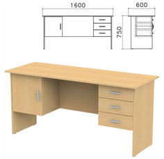 Стол письменный Канц, 1600х600х750 мм, 2 тумбы, комбинированный, бук невский, СК29.10