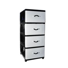 Комод 4 ящика, Дюна, 40х50х94 см, черно-бел, 04014, Dunya Plastik