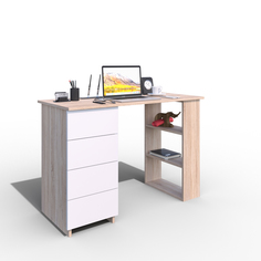 Стол письменный с ящиками и полками СП-05 Дуб сонома/ Белый Атмосфера