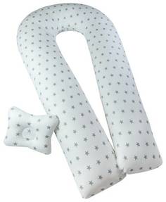 Подушка для беременных "U Комфорт» + подушка «Малютка" (Звездочки серые на белом) Bio Textiles