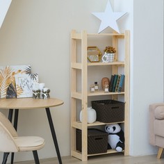 Стеллаж деревянный усиленный 150х64х28см, 5 полок No Brand