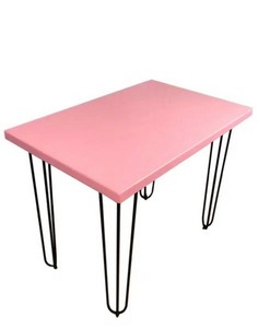 Стол кухонный Solarius Loft металл-дерево 120x75х75, розовый с черными ножками-шпильками