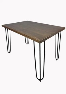 Стол кухонный Solarius Loft металл-дерево 120x70х75, цвет темный дуб с черными ножками