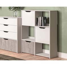 Клик Мебель Стеллаж Мико 2 секции 860х320х1150 белый/бриллиант/Бетон