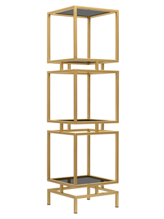 Стеллаж GreenWeen CUBIC-3, золотой, тонированное стекло, 1505x400x400