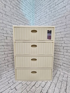 Комод пластиковый 4-х секционный Elfplast 55х41х81 см. Слоновая кость 443-Эльф