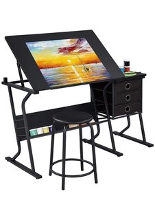 Стол для художественных и чертежных работ с тумбочкой и стулом SoulArt 215929