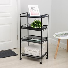 Этажерка «Ладья 34КС», 4 яруса, 45?30?88 см, цвет чёрный ЗМИ