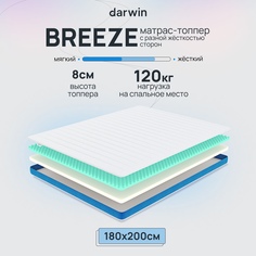 Матрас-топпер беспружинный Darwin Breeze 180х200, 8 см высота, белый