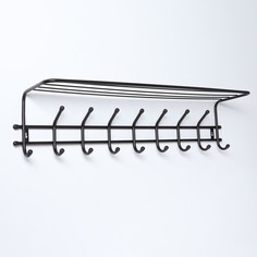 Вешалка настенная с полкой «Комфорт», 9 крючков, цвет чёрный No Brand