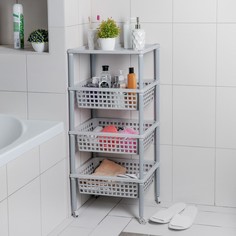 Этажерка напольная 3-х секционная «Элиза», на колёсиках, цвет МИКС Бытпласт