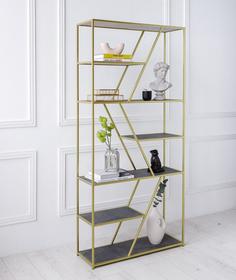 Стеллаж ARNETTA, золотой, полки керамика цвет антрацит 1920x900x300 Green Ween