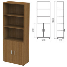 Канц Шкаф полузакрытый "Канц", 700х350х1830 мм, цвет орех пирамидальный (КОМПЛЕКТ)