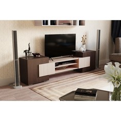 Тумба для ТВ, 2020х355х520, Дуб молочный/Венге No Brand