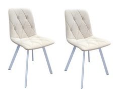 Комплект стульев Терминал ROKKO велюр матовый бежевый, опоры белые, 2 шт.