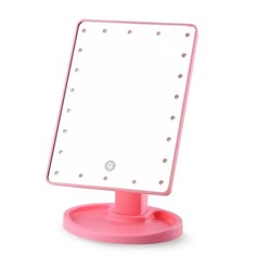 Зеркало косметическое для макияжа Postmart с подсветкой, с аккумулятором, розовое
