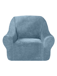 Чехол на кресло с покатыми подлокотниками Виктория хоум декор Бруклин серо-голубой