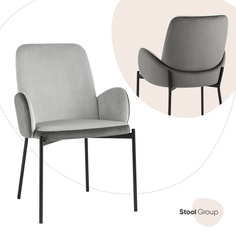 Стул для кухни Stool Group Дивора велюр светло-серый с темно-серой спинкой